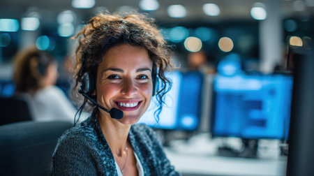 Medium shot of a proactive virtual receptionist AI initiating calls and offering assistance before customers even ask enhancing user experienceの素材