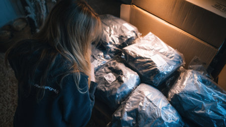 Unboxing biodegradable packaging from computing components emphasizing green technology and zerowaste product protection.の素材