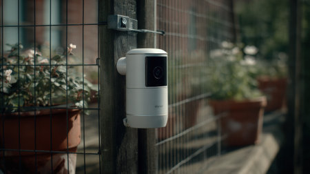 Medium shot of solarpowered devices being installed around a home to provide renewable energybased pest deterrence.の素材