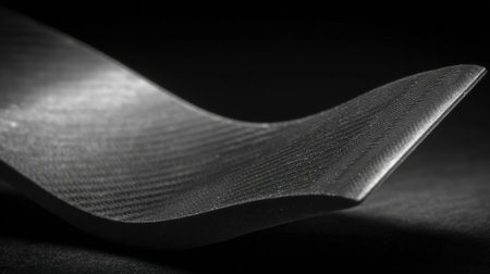 Medium shot capturing the sleek carbon fiber scraper with a nonreactive coating emphasizing its lightweight design and superior wear resistance.の素材