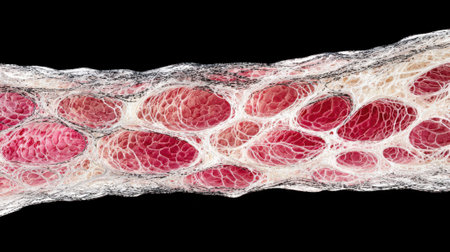 Cardiac muscle tissue showing concentric layers of myocardium on transparent backgroundの素材