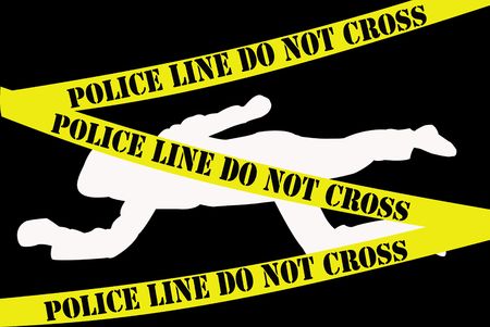 White dead body silhouette on black background with の写真素材