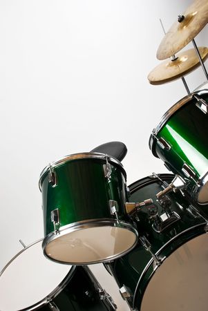 Part of a drum set with cymbal isolated on white backgroundの写真素材