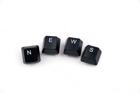 News word with keys of computer keyboard isolated on white background and copy space for text messageの写真素材
