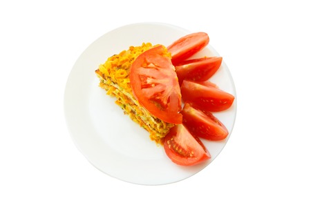 A piece of delicious cake from courgettes. Vegetable cake.の写真素材