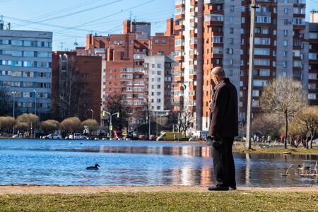 St. Petersburg, Russia June 2019, walk by the lake in the city.のeditorial素材