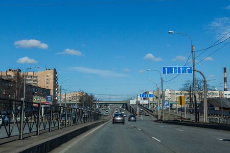 St. Petersburg, Russia June 2019, everyday auto city roads at different times of the day.のeditorial素材
