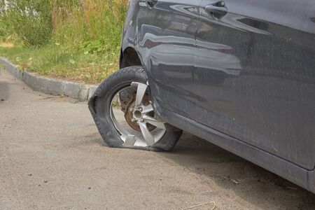 car crash accident on the road in the big city.の写真素材