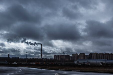 St. Petersburg, Russia June 2019, rain on the ring road.のeditorial素材