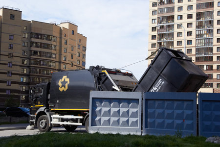 Saint Petersburg, RUSSIA - May, 2019: special equipment car for garbage.