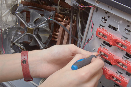Repair of PC installation of components cleaning from dust assembly computer acceleration.
