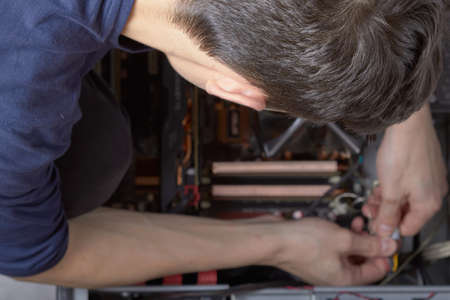 Repair of PC installation of components cleaning from dust assembly computer acceleration.の写真素材