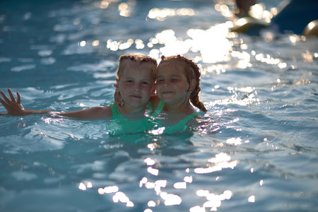 Children Playing in the Waterの写真素材