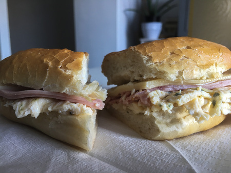 Omelette and cheese sandwichの写真素材