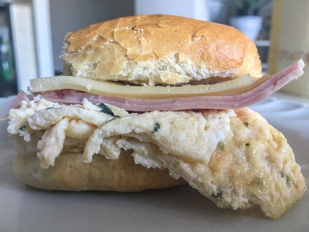 Omelette and cheese sandwichの写真素材