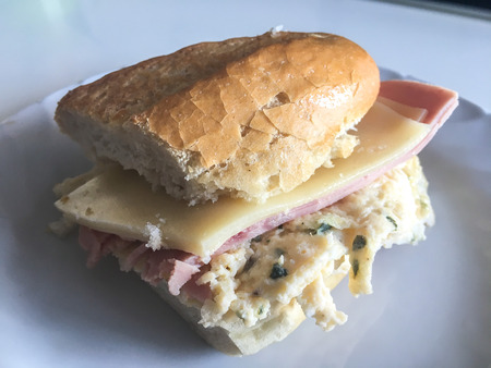 Omelette and cheese sandwichの写真素材