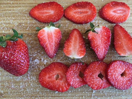 strawberries with sugarの写真素材