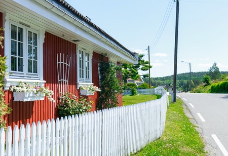 Typical Norwegian house in villageの写真素材