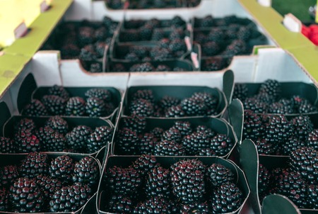 Berries on the market in Bergen, Norwayの写真素材
