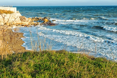 Beautiful seascape. The northern coast of the Black Sea region of Odessa, Ukraine.の写真素材