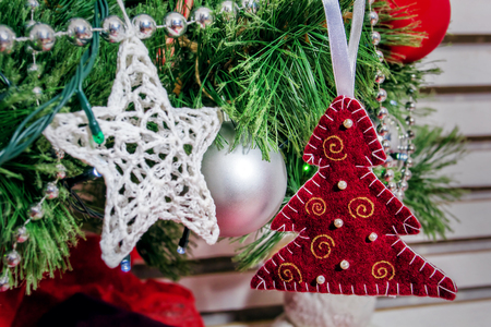 Christmas decoration on abstract background, vintage filterの写真素材