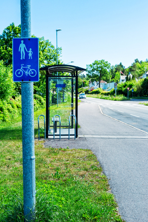 Norway city Bus stop backgroundの写真素材