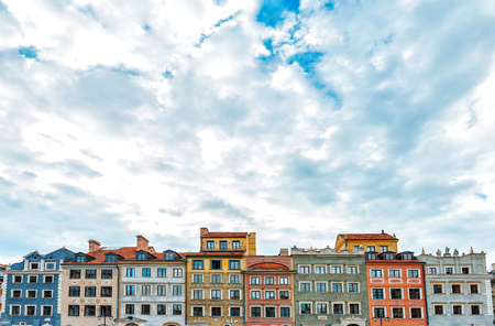 Image of colorful old houses in the main town square in Warsawの写真素材