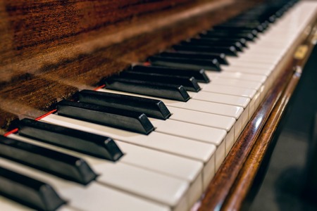 Close up view of piano keys. Old music instrumentの写真素材