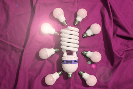 a lot of bulbs and one idea pink color