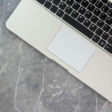 top of table with laptop square, cubeの写真素材