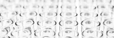 row of new empty glass panoramaの写真素材