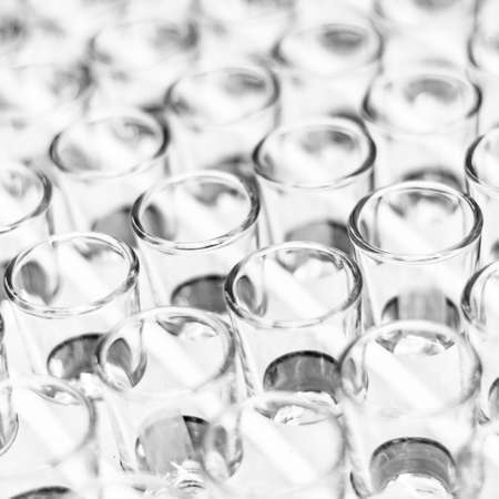 many empty glasses close up squareの写真素材
