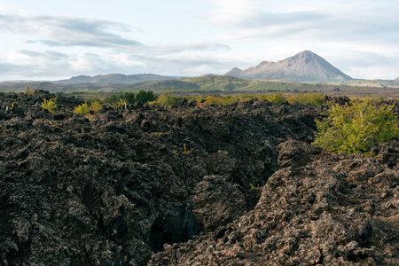 Volcanic landscape in Lanzarote, Canary Islands, Spainの写真素材