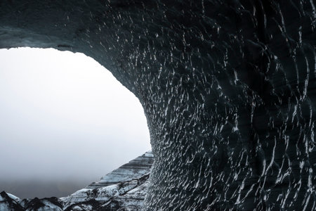 View of the ice cave in the glacier in Iceland. Toned.の写真素材