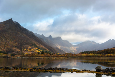 Mountains and lake in autumn, Scotland, United Kingdom, Europeの写真素材