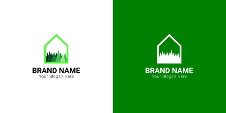 Forest real estate logo design template. Building, home and tree logotype. Suitable for real estate brand iconsのイラスト素材