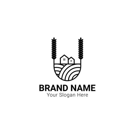 Modern farm house logo design, suitable for real estate agency or farm brand iconsのイラスト素材