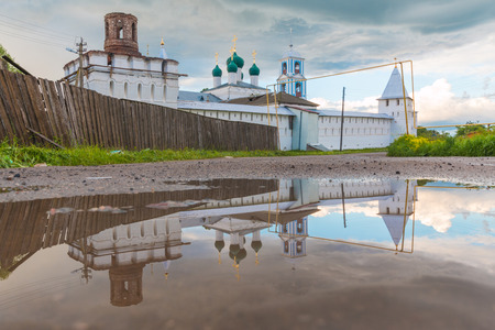 Russia, Pereslavl-Zalessky, 17, June, 2017: Nikitsky Monastery in the reflection of a puddleのeditorial素材