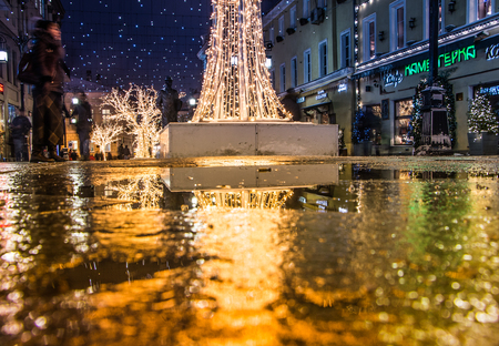 MOSCOW, RUSSIA - JANUARY 13, 2017: New Year and Christmas decoration on the Kamergersky lane, Moscow, Russiaのeditorial素材