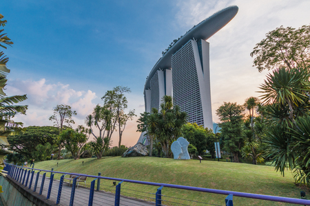 Singapore, September 29: Marina Bay View Sands from parkのeditorial素材
