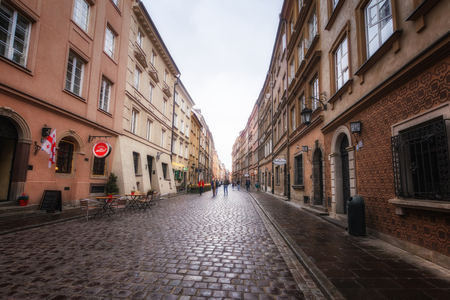 Warsaw, Poland, April 21, 2019 - Streets in Warsaw, walk through the old town.のeditorial素材
