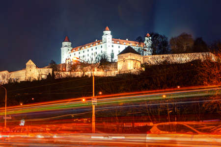 Bratislava, Slovakia: 25, november, 2019 - central castle  in Bratislava. National Cultural Monument of the Slovak Republic, Evening view on Bratislava Castleのeditorial素材
