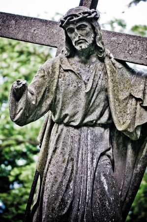 Jesus statue damagedの写真素材