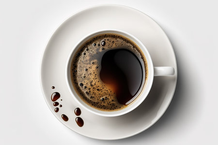 A cup of warm, aromatic coffee seen from above. Generative aiの素材