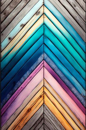 Colorful wooden old parquet on the floor, background. Generative aiの素材