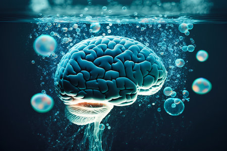 Research of human brain immersed in cold water, generative aiの素材