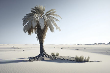 Palm tree growing in hot dry desert, generative aiの素材