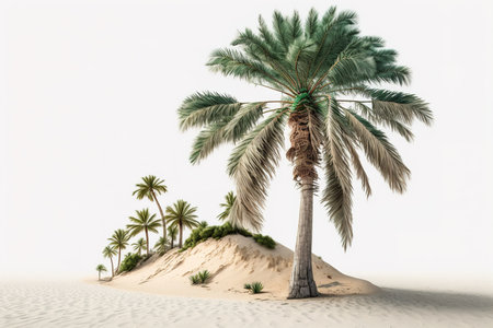 Palm tree growing in hot dry desert, generative aiの素材