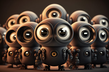 A group of cute robots ready to go, generative aiの素材