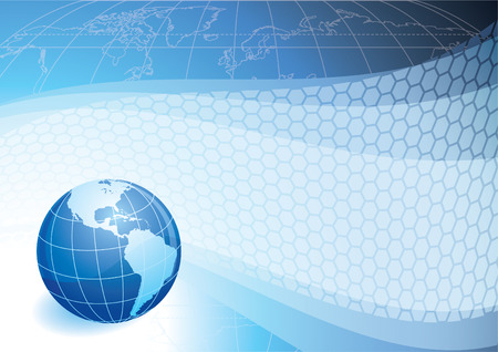 vector illustration - globe on a blue abstract backgroundのイラスト素材